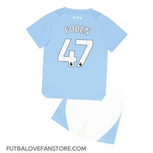 Manchester City Phil Foden #47 Domáci Detský futbalový dres 2023-24 Krátky Rukáv (+ trenírky)